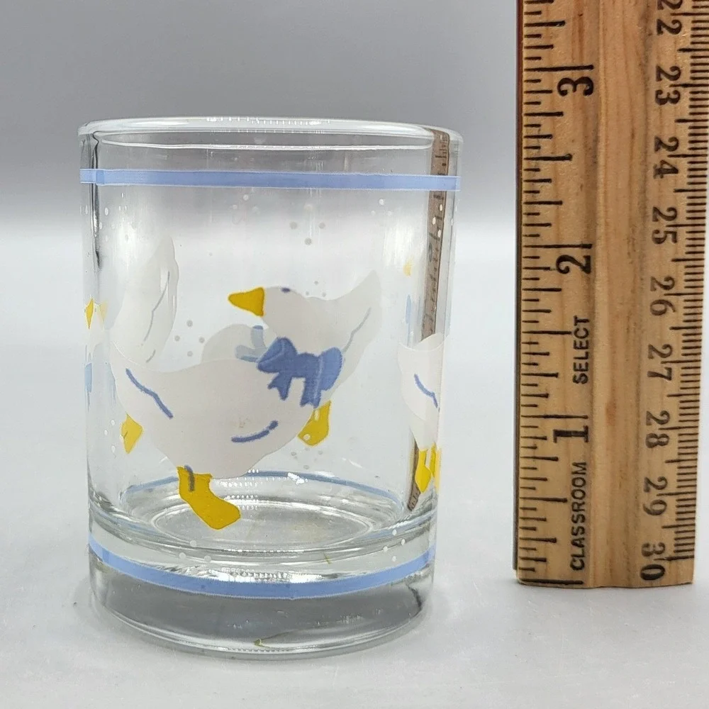 Votive Candleholder Glass Small Vintage Country Goose Blue Bow Clear Replacement